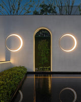 Modern Circular Moon Outdoor LED Wall Light IP65 Waterproof Exterior Sconce for Garden and Villa