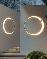 Modern Circular Moon Outdoor LED Wall Light IP65 Waterproof Exterior Sconce for Garden and Villa