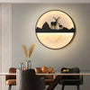 Modern Circular Mountain Landscape Outdoor Wall Sconce Dimmable LED Garden Light with Remote