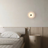 Modern Circular Natural Alabaster LED Wall Lamp Fixture for Elegant Indoor Lighting