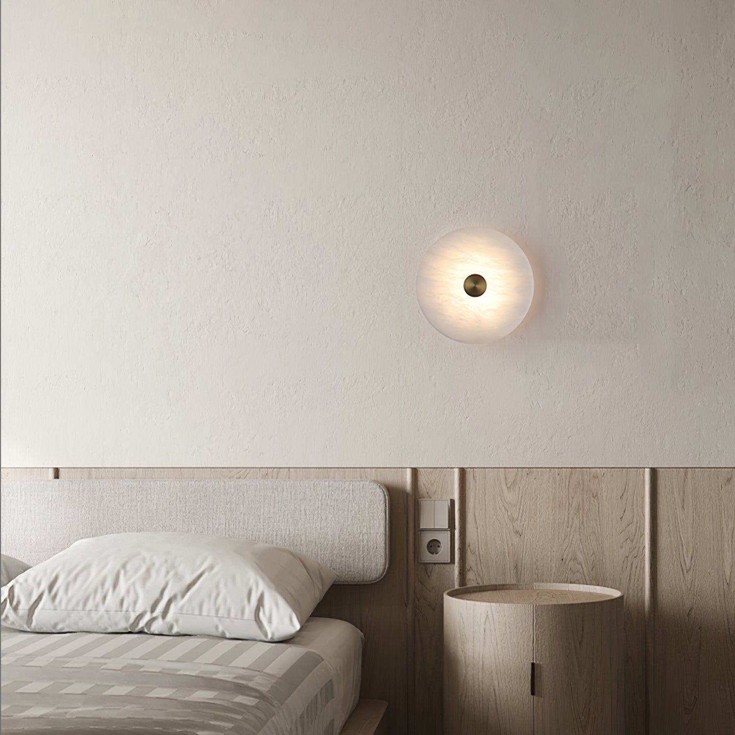 Modern Circular Natural Alabaster LED Wall Lamp Fixture for Elegant Indoor Lighting