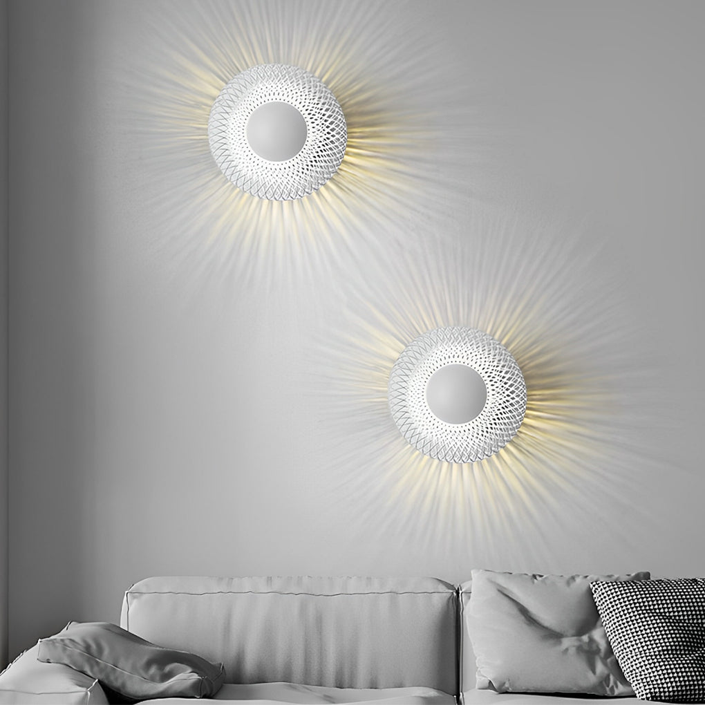 Modern Circular Nest Grid LED Wall Sconce Artistic Iron Indoor Lighting Fixture for Hallways