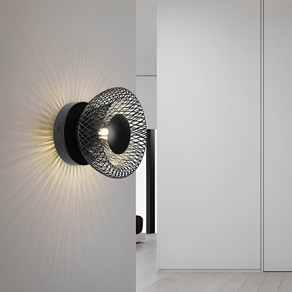 Modern Circular Nest Grid LED Wall Sconce Artistic Iron Indoor Lighting Fixture for Hallways