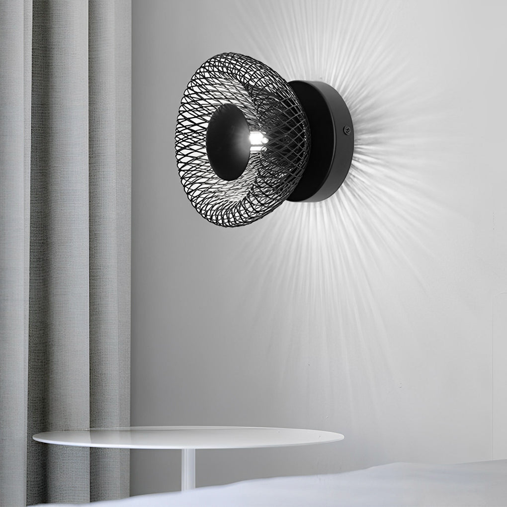 Modern Circular Nest Grid LED Wall Sconce Artistic Iron Indoor Lighting Fixture for Hallways