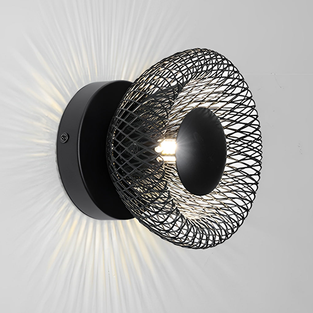 Modern Circular Nest Grid LED Wall Sconce Artistic Iron Indoor Lighting Fixture for Hallways