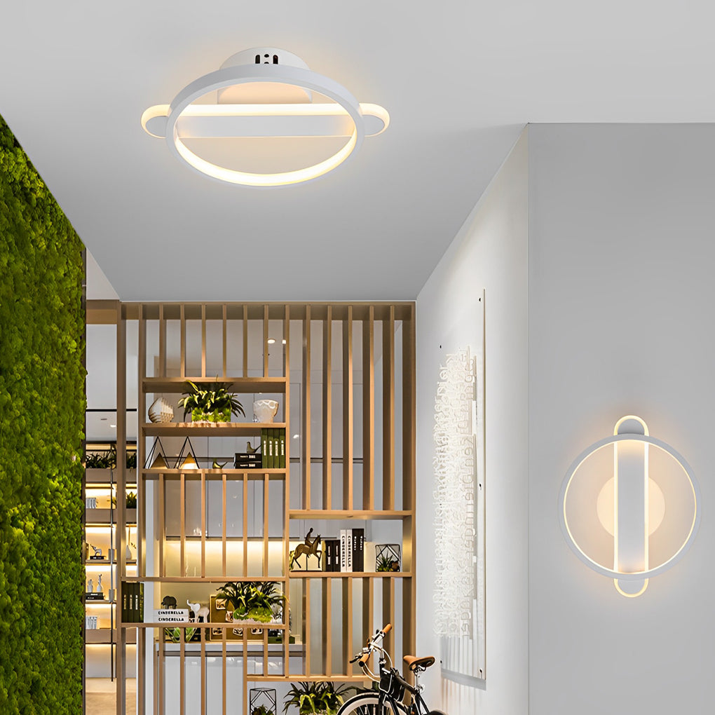 Modern Circular Strip LED Wall Lamp Minimalist Eye Care Lighting Fixture for Hallway and Living Room