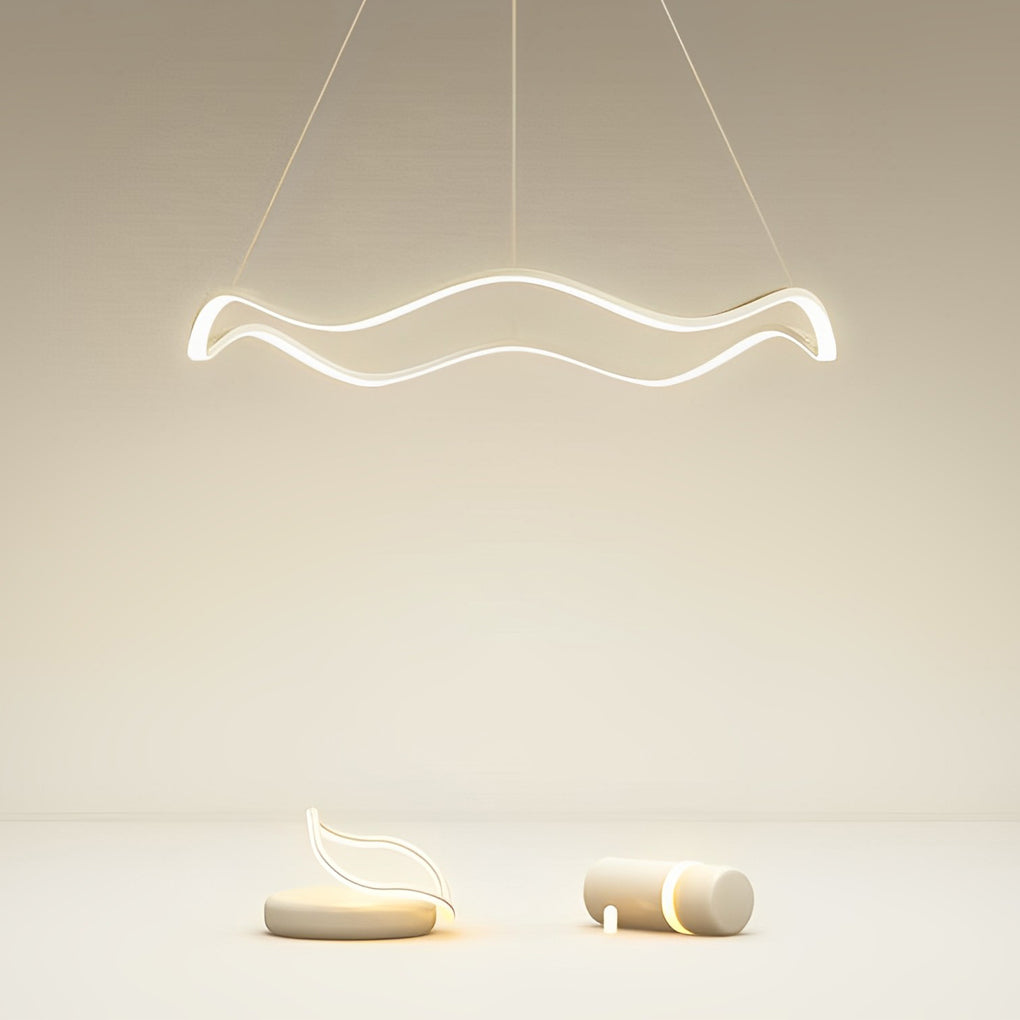 Modern Circular Wavy LED Pendant Light Stepless Dimming Chandelier for Living Room