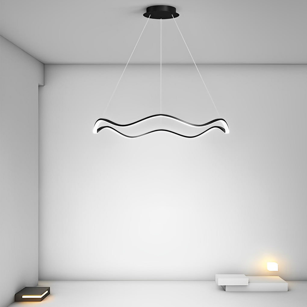 Modern Circular Wavy LED Pendant Light Stepless Dimming Chandelier for Living Room