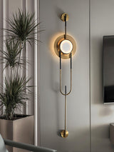 Modern Circular White Marble LED Wall Sconce with Elegant Gold Finish Accents