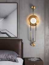 Modern Circular White Marble LED Wall Sconce with Elegant Gold Finish Accents