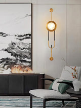 Modern Circular White Marble LED Wall Sconce with Elegant Gold Finish Accents
