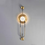Modern Circular White Marble LED Wall Sconce with Elegant Gold Finish Accents