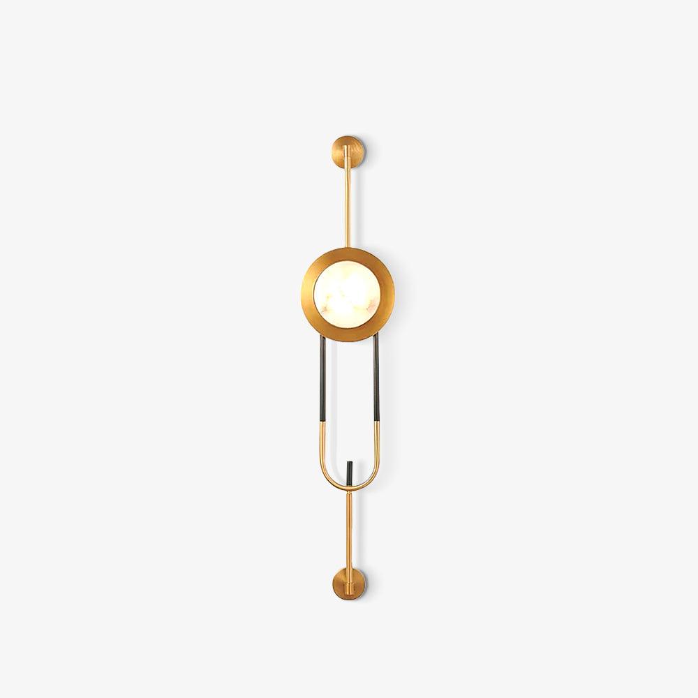 Modern Circular White Marble LED Wall Sconce with Elegant Gold Finish Accents