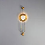 Modern Circular White Marble LED Wall Sconce with Elegant Gold Finish Accents