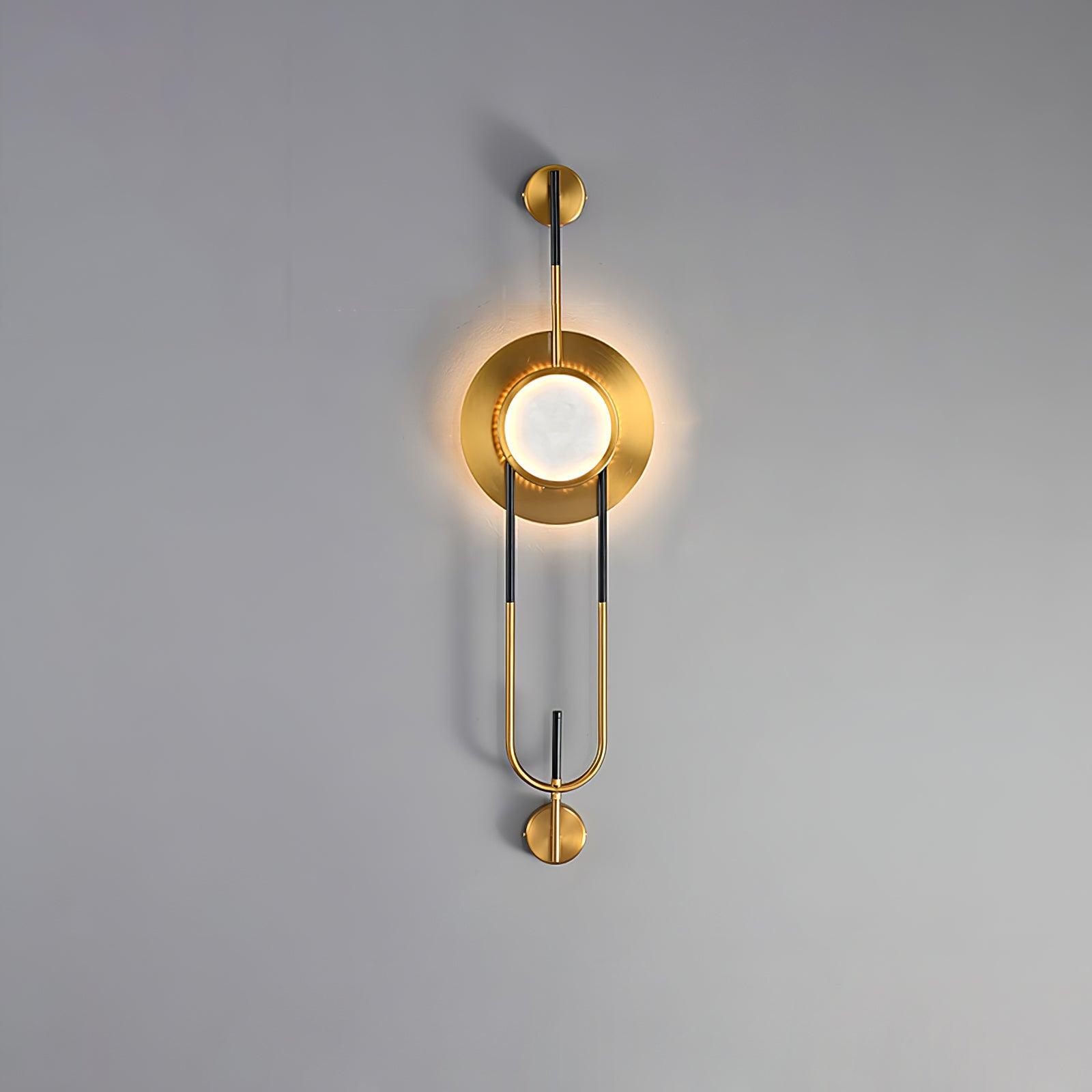 Modern Circular White Marble LED Wall Sconce with Elegant Gold Finish Accents