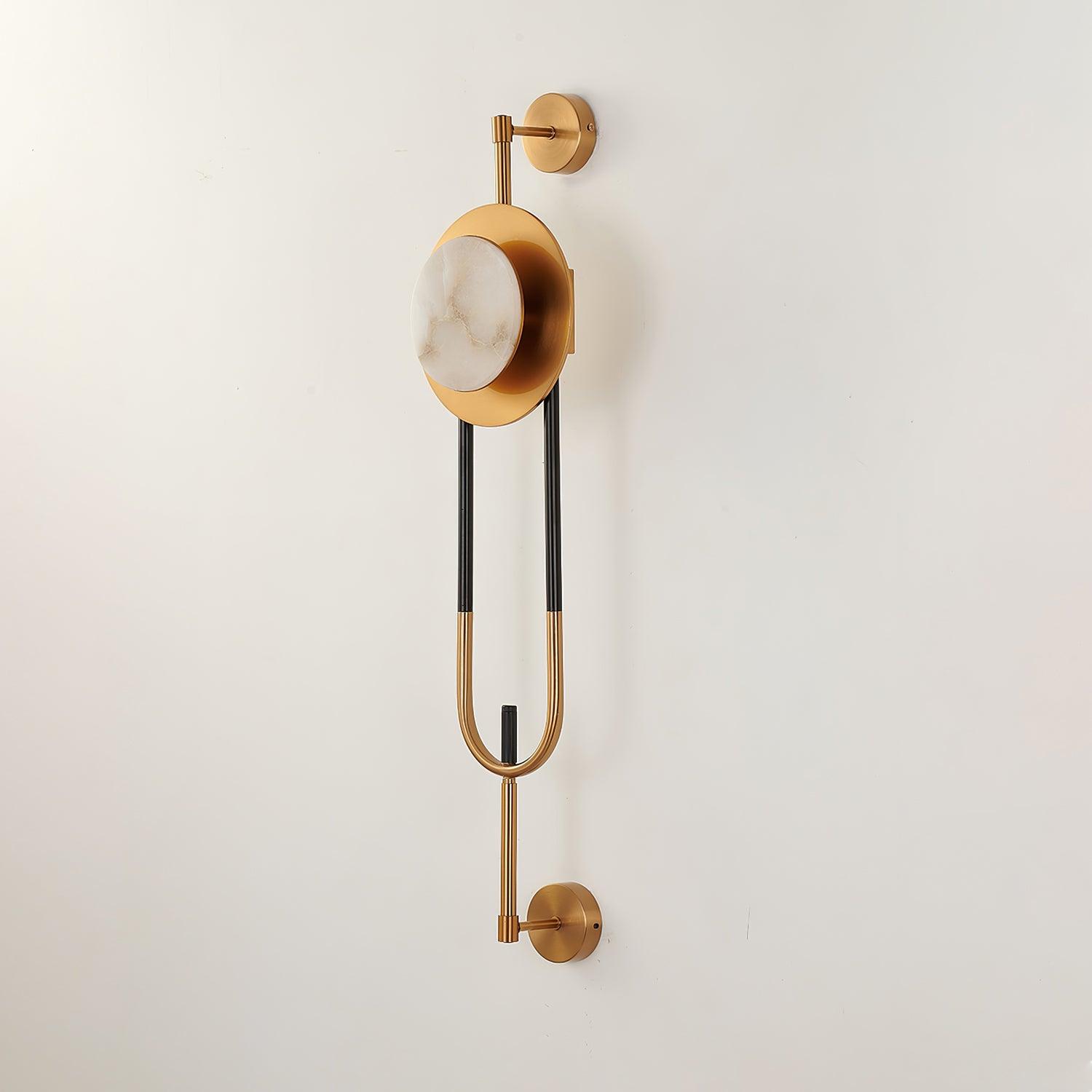Modern Circular White Marble LED Wall Sconce with Elegant Gold Finish Accents