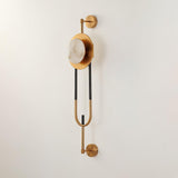 Modern Circular White Marble LED Wall Sconce with Elegant Gold Finish Accents