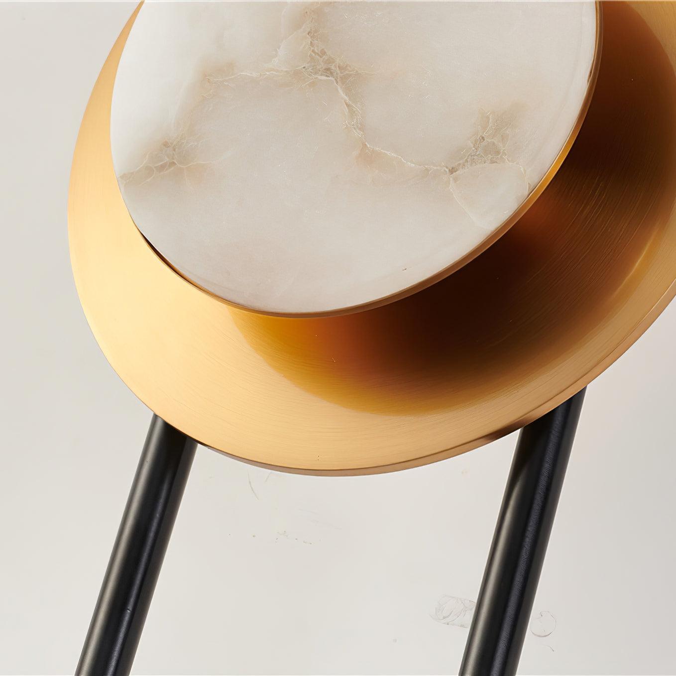 Modern Circular White Marble LED Wall Sconce with Elegant Gold Finish Accents