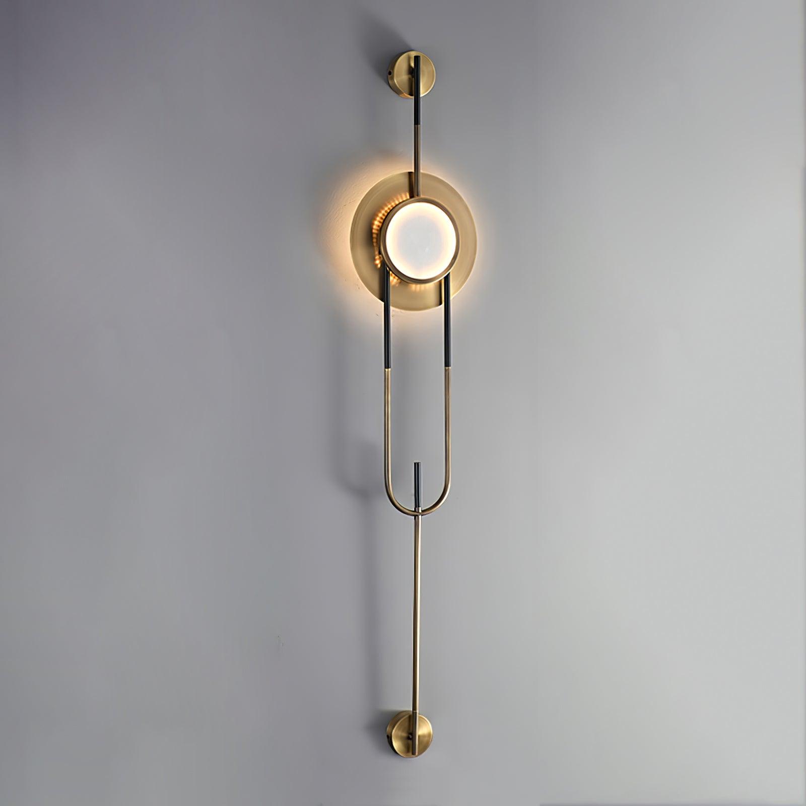 Modern Circular White Marble LED Wall Sconce with Elegant Gold Finish Accents