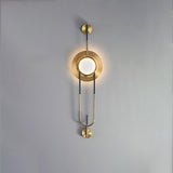 Modern Circular White Marble LED Wall Sconce with Elegant Gold Finish Accents