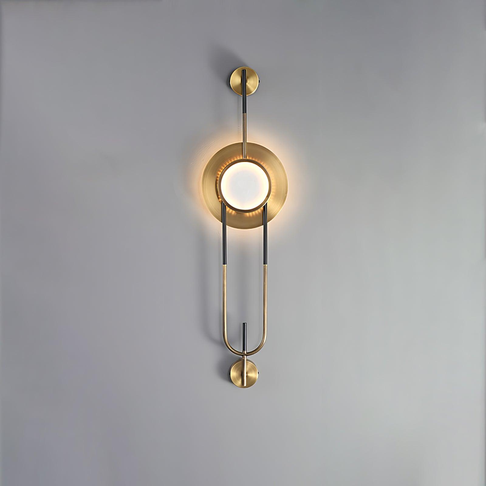Modern Circular White Marble LED Wall Sconce with Elegant Gold Finish Accents