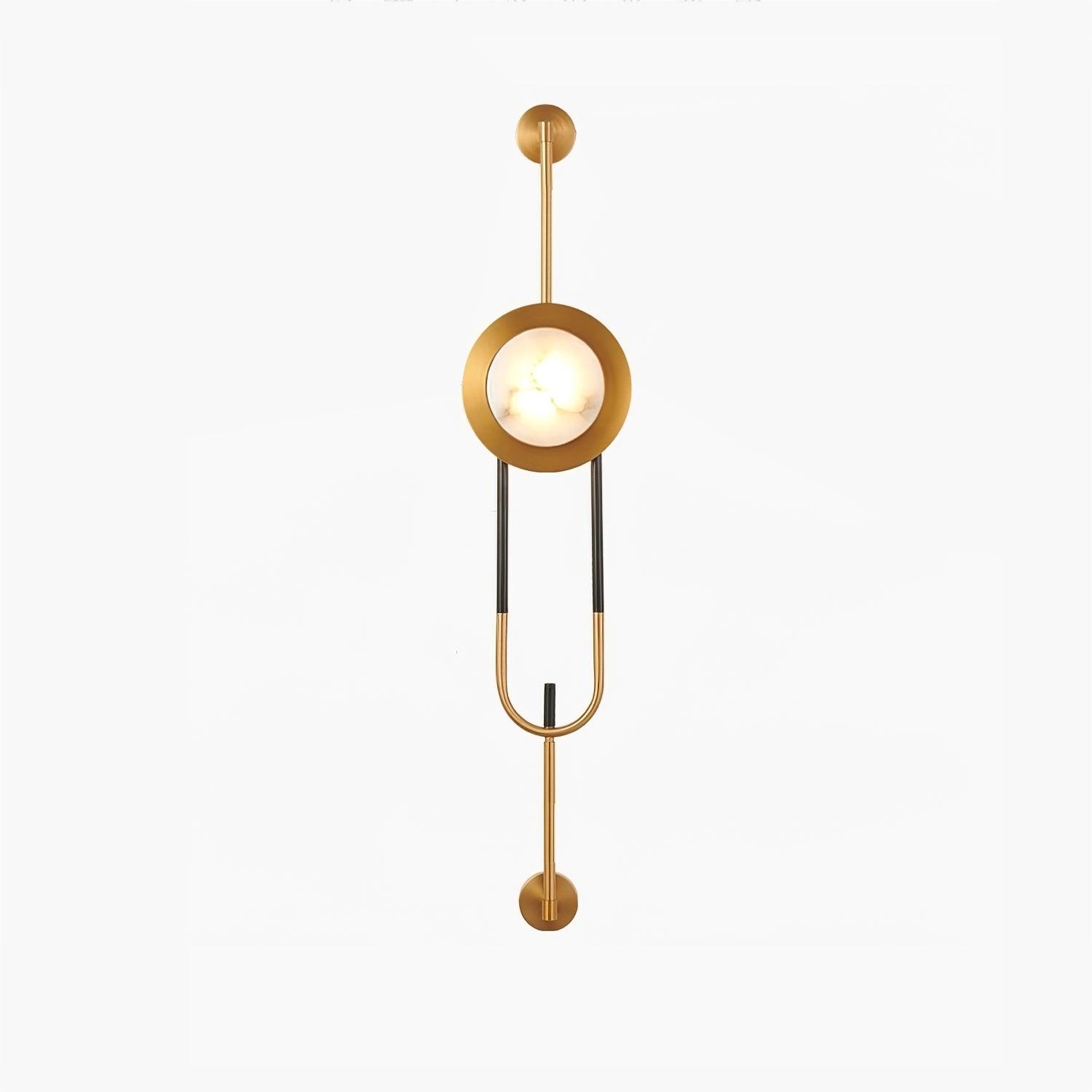 Modern Circular White Marble LED Wall Sconce with Elegant Gold Finish Accents