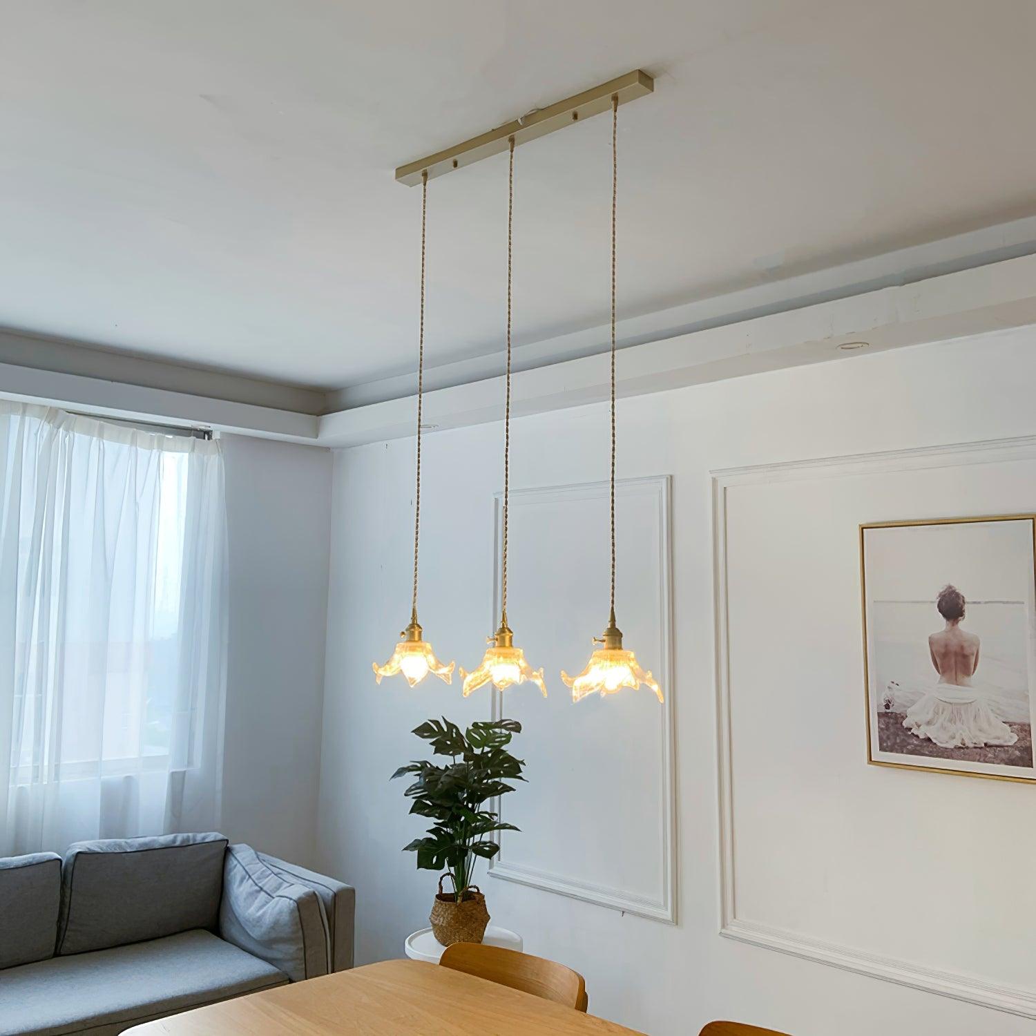 Modern Clear Glass Crystal Pendant Light for Kitchen Island and Dining Room Lighting