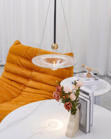 Modern Clear Glass Pendant Light with Integrated LED and Brass Hardware for Dining Room