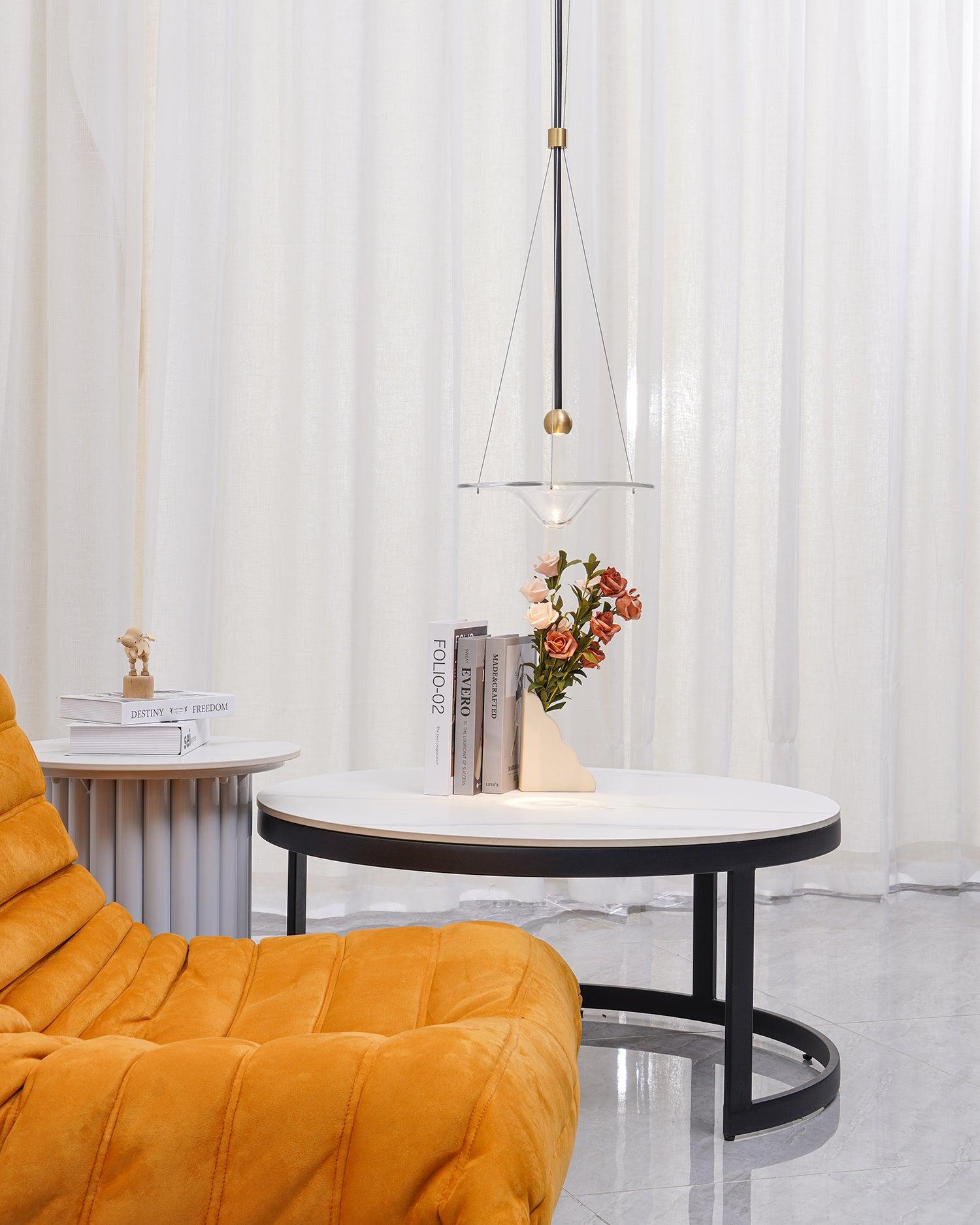 Modern Clear Glass Pendant Light with Integrated LED and Brass Hardware for Dining Room