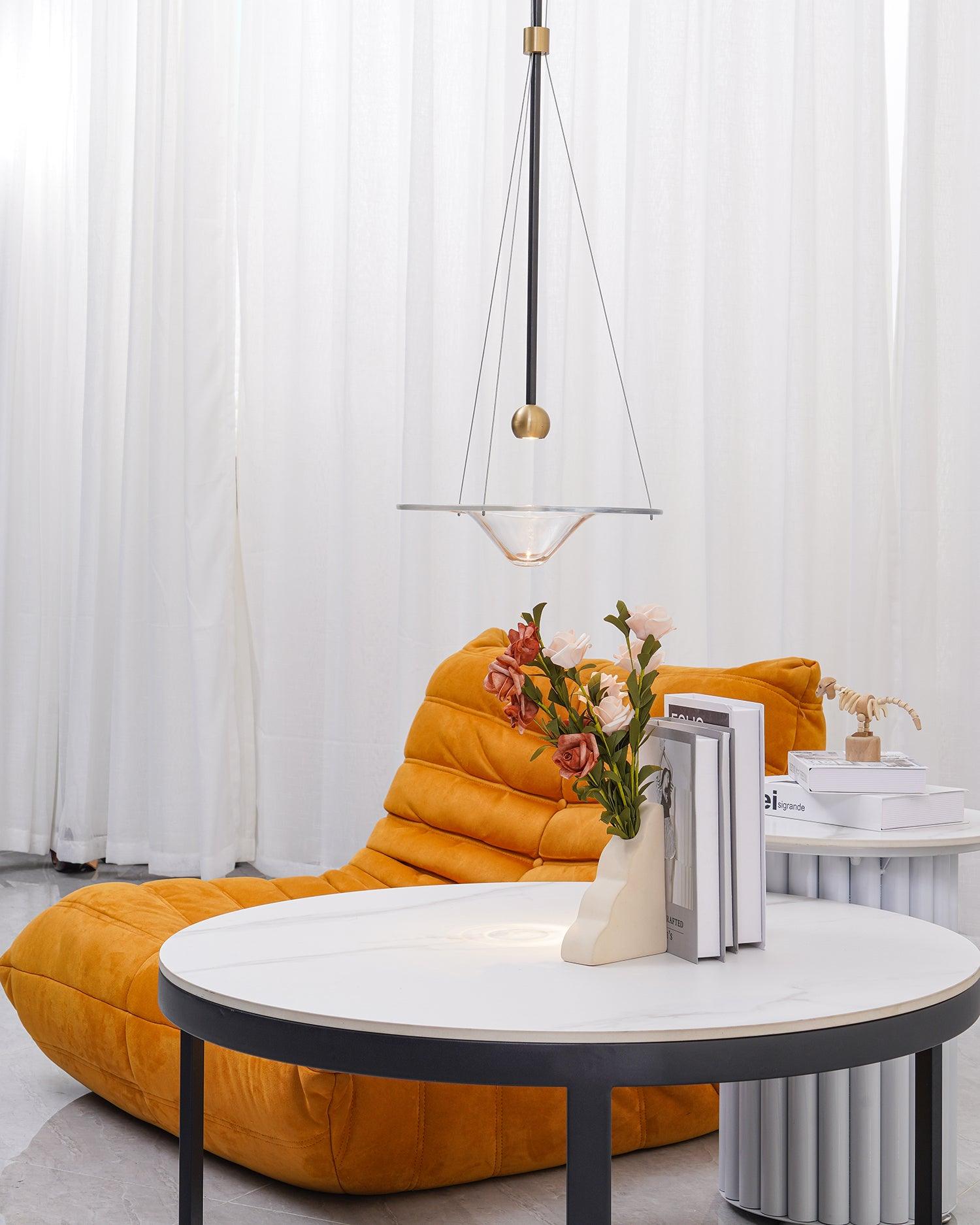 Modern Clear Glass Pendant Light with Integrated LED and Brass Hardware for Dining Room