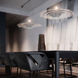 Modern Clear Glass Pendant Light with Integrated LED and Brass Hardware for Dining Room