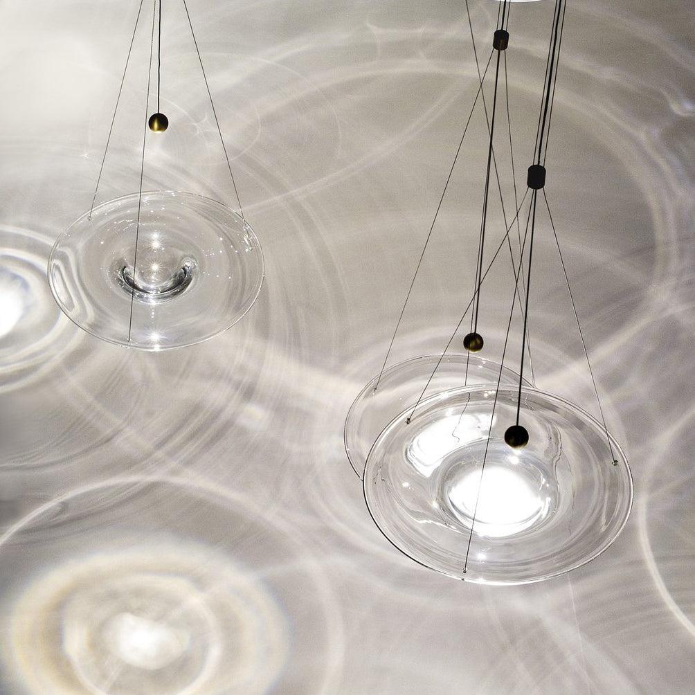 Modern Clear Glass Pendant Light with Integrated LED and Brass Hardware for Dining Room