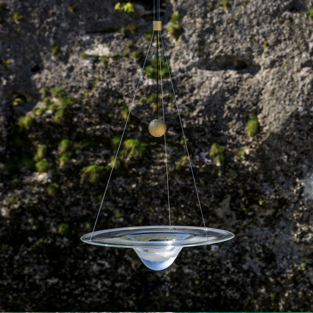 Modern Clear Glass Pendant Light with Integrated LED and Brass Hardware for Dining Room