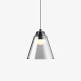 Modern Clear Thick Glass Sculptural Pendant Light Integrated LED Hanging Lamp for Living Room