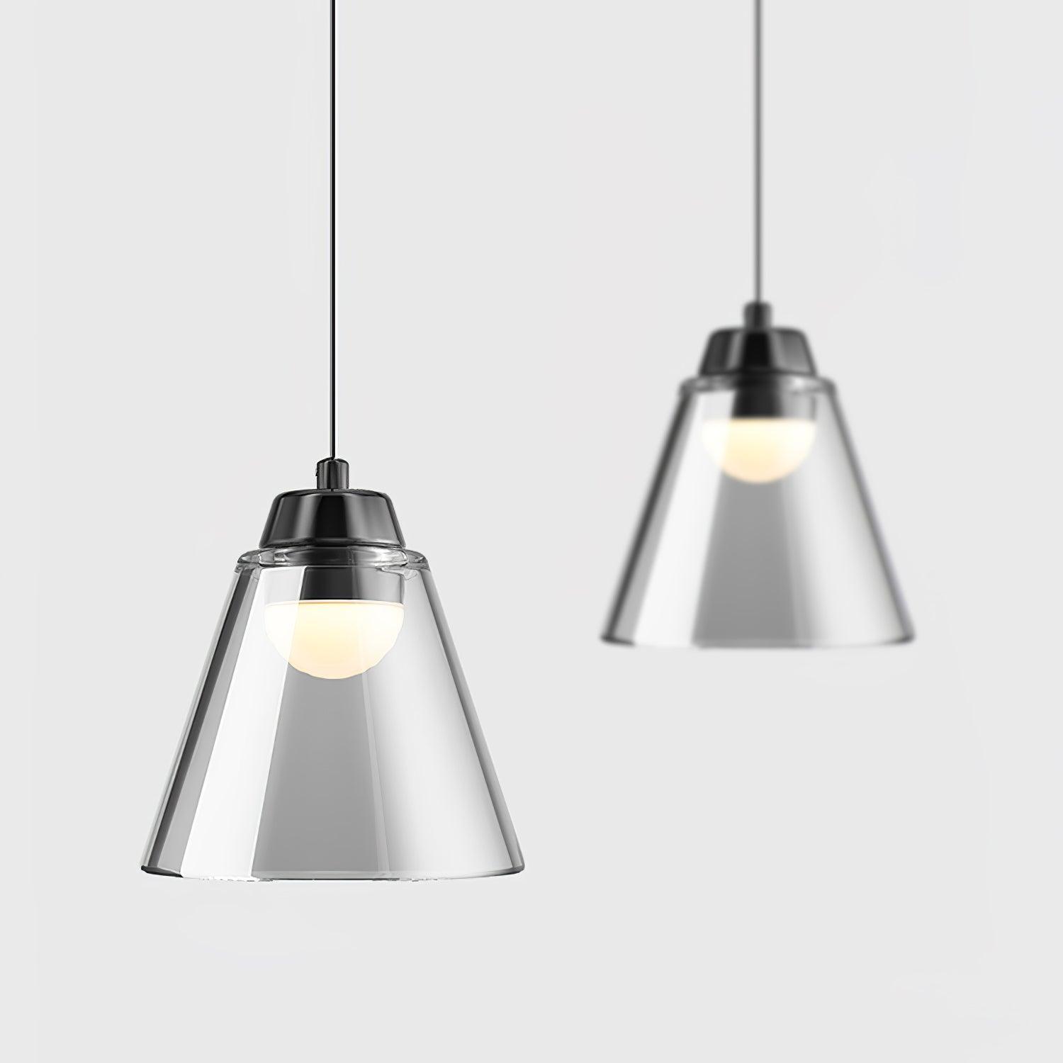 Modern Clear Thick Glass Sculptural Pendant Light Integrated LED Hanging Lamp for Living Room