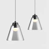 Modern Clear Thick Glass Sculptural Pendant Light Integrated LED Hanging Lamp for Living Room