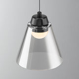 Modern Clear Thick Glass Sculptural Pendant Light Integrated LED Hanging Lamp for Living Room