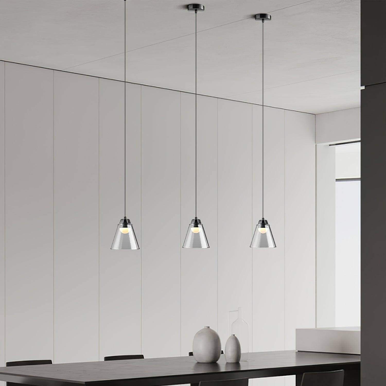 Modern Clear Thick Glass Sculptural Pendant Light Integrated LED Hanging Lamp for Living Room