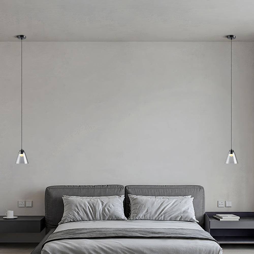 Modern Clear Thick Glass Sculptural Pendant Light Integrated LED Hanging Lamp for Living Room