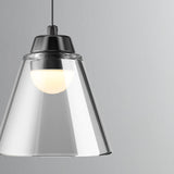 Modern Clear Thick Glass Sculptural Pendant Light Integrated LED Hanging Lamp for Living Room