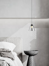 Modern Clear Thick Glass Sculptural Pendant Light Integrated LED Hanging Lamp for Living Room