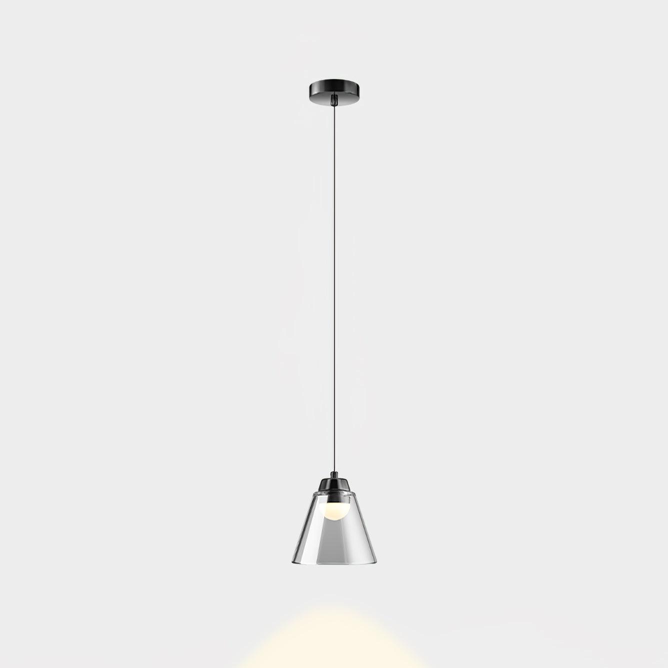 Modern Clear Thick Glass Sculptural Pendant Light Integrated LED Hanging Lamp for Living Room