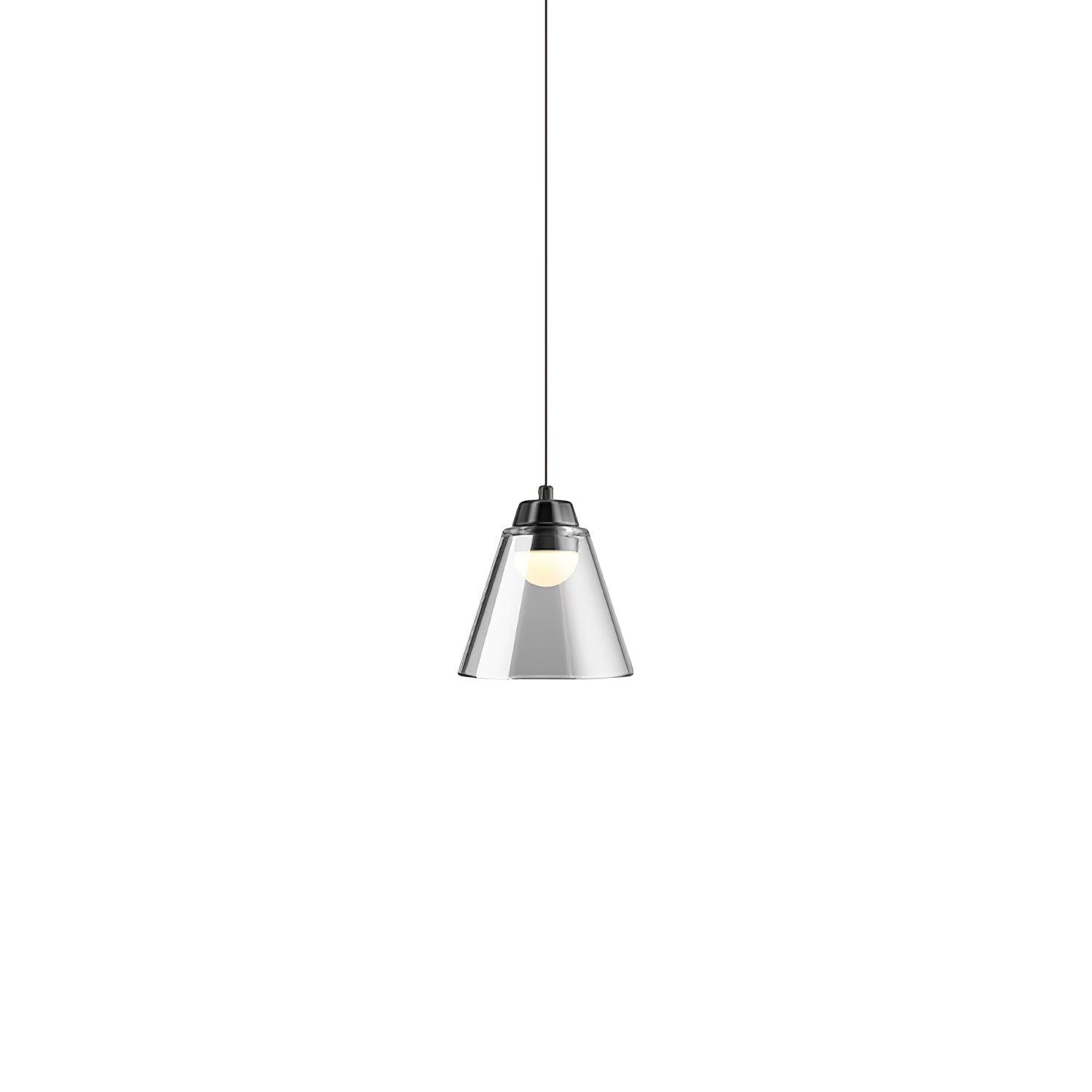 Modern Clear Thick Glass Sculptural Pendant Light Integrated LED Hanging Lamp for Living Room