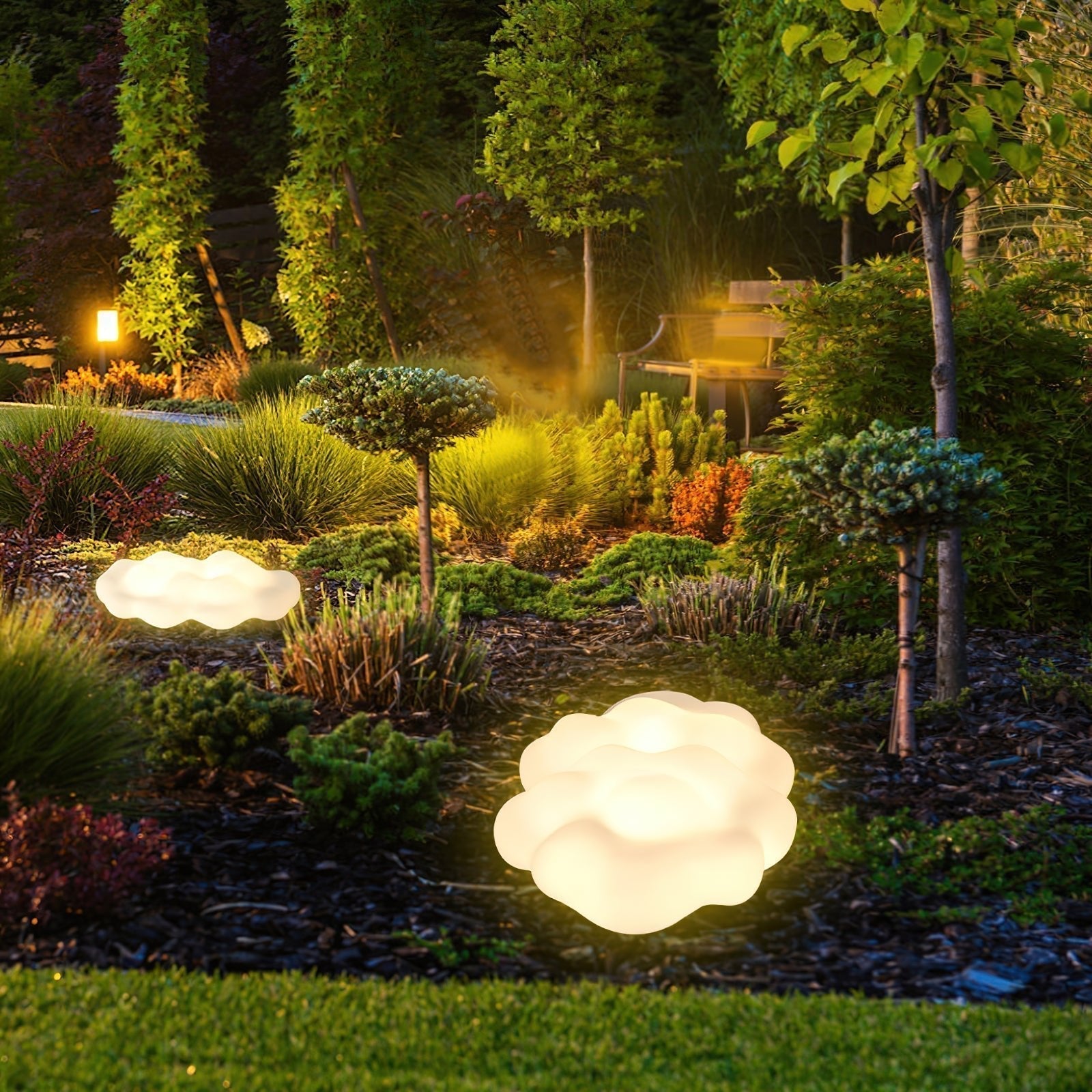 Modern Cloud Shaped Outdoor Floor Light for Garden and Patio Waterproof LED Path Lighting