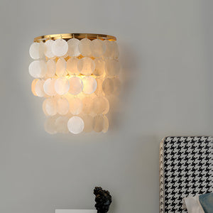 Modern Coastal Capiz Shell Wall Sconce Gold Chrome LED Bedside Accent Light