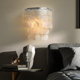 Modern Coastal Capiz Shell Wall Sconce Gold Chrome LED Bedside Accent Light