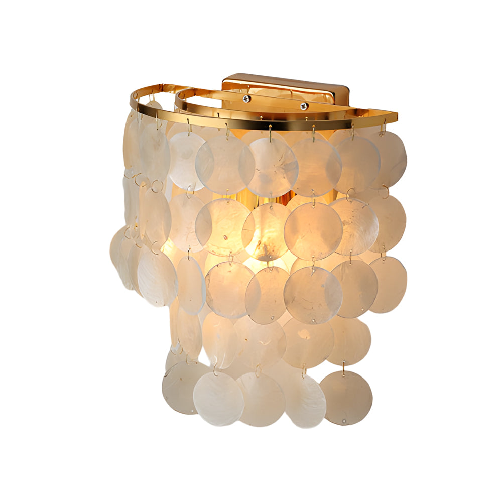 Modern Coastal Capiz Shell Wall Sconce Gold Chrome LED Bedside Accent Light