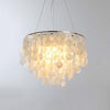 Modern Coastal Multi Tiered Shell Chandelier Round Pendant Light with Gold Accents