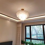 Modern Coastal Multi Tiered Shell Chandelier Round Pendant Light with Gold Accents
