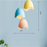 Modern Colorful Cluster Pendant Light with 3 LED Eggshell Shaped Metal Shades